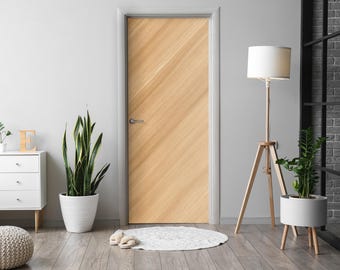 Wooden Texture Door Sticker, Carving Door Mural, Texture Door Decals, Brown Door Mural, Bedroom Door Stickers