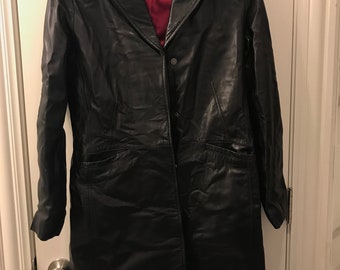 Kenneth Cole Leather Coat/Jacket Size:M