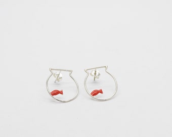 Fishbowl Silver 925 Earrings / Elegant Minimalist Earrings / Playfull / Miniatures earrings