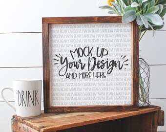 12x12 Wood Sign Mockup-Wood Sign Mockup-Wood Frame Mockup-Real Wood Sign Mockup-12x12 Sign Mockup-12x12 Mockup