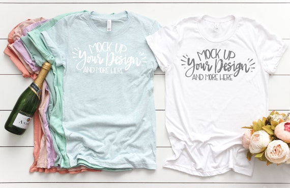 Bella Canvas 3001 White All Heather Prisms Champagne Unisex T-Shirt