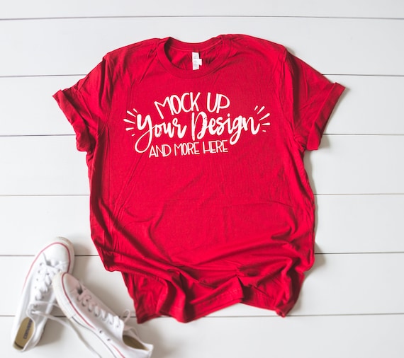 Download Free Bella Canvas 3001 Canvas Red Unisex Basic T-Shirt ...