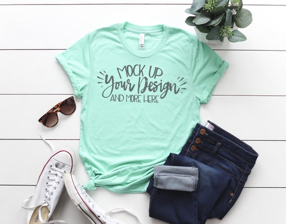 Bella Canvas 3413 Mint Triblend T Shirt Mockup T Shirt Etsy