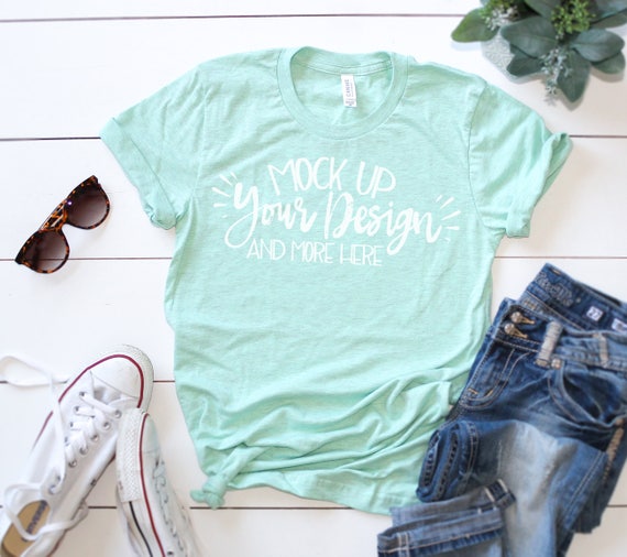 Bella Canvas 3001 Heather Prism Mint Unisex T Shirt Etsy