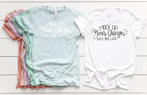Bella Canvas 3001 White All Heather Prisms Unisex T Shirt Etsy