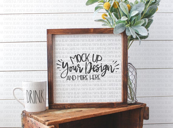 12x12 Wood Sign Mockup Wood Sign Mockup Wood Frame Mockup Real Etsy