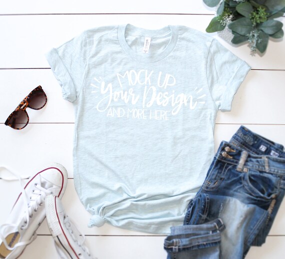 Download Bella Canvas 3001 Heather Prism Ice Blue Unisex T Shirt Etsy