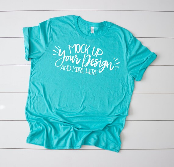 Bella Canvas 3001 Teal Unisex Basic T Shirt Mockup T Shirt Etsy
