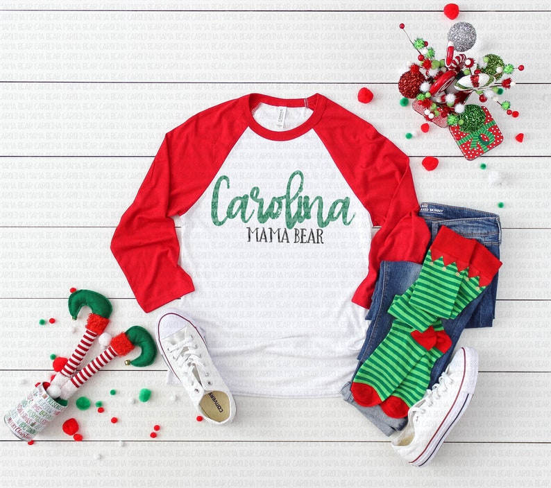 Download Bella Canvas 3200 Red White Unisex Raglan Mockup T-Shirt ...