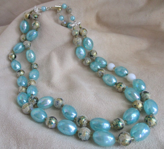 Unicorn Tears: Vintage Iridescent Double-strand n… - image 2