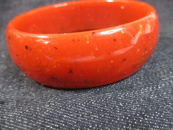 Color Pop:  Burnt Orange Italian Bakelite Bangle with Hong Kong Beaded Double Strand Necklace. 2 pc set. Estate sale finds. #2199 View 6