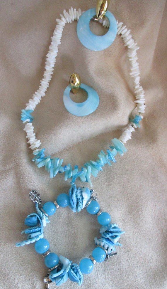 Aquatic Charm: 3 pc set; Shell Necklace, shell ea… - image 2