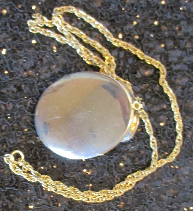 Flower cameo gold-tone locket and rope chain Estate Sale Item Jewelry N138 10K gold plate mounting Vintage Carved Cameo Locket
