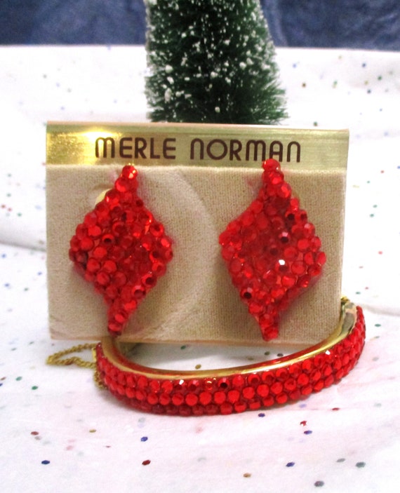 Retro Red Rhinestones: OOAK 2pc group, Merle Norma