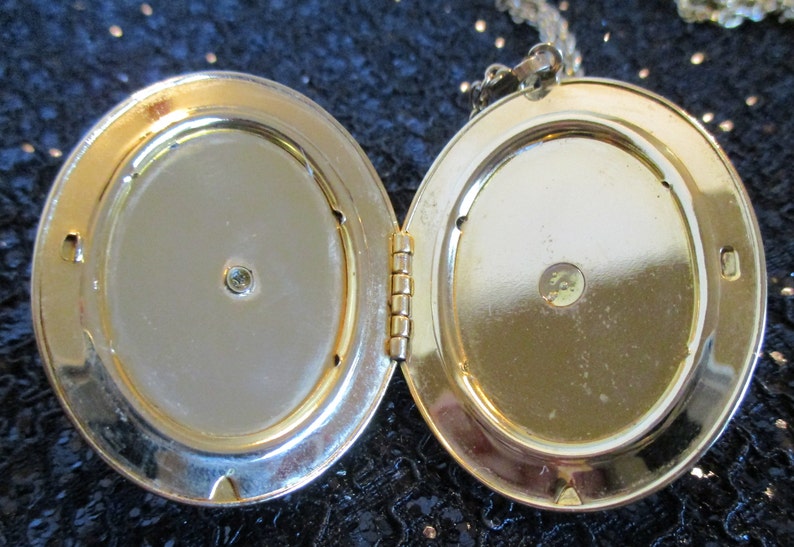 Flower cameo gold-tone locket and rope chain Estate Sale Item Jewelry N138 10K gold plate mounting Vintage Carved Cameo Locket