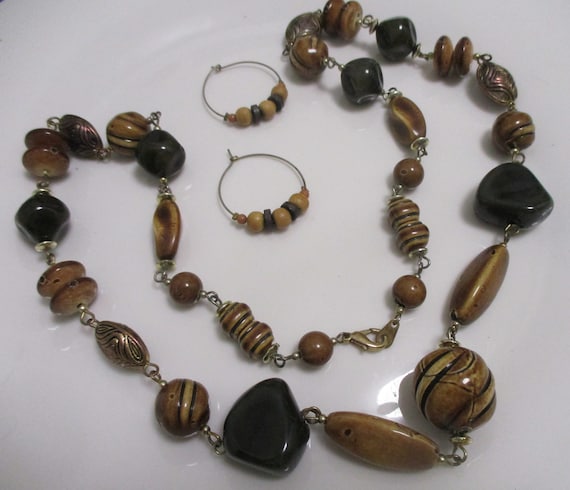 Caramel fudge swirl: 2 piece vintage jewelry set.… - image 1