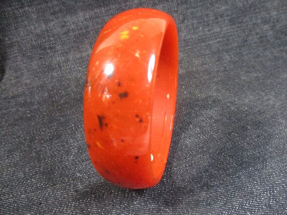 Color Pop:  Burnt Orange Italian Bakelite Bangle with Hong Kong Beaded Double Strand Necklace. 2 pc set. Estate sale finds. #2199 View 3