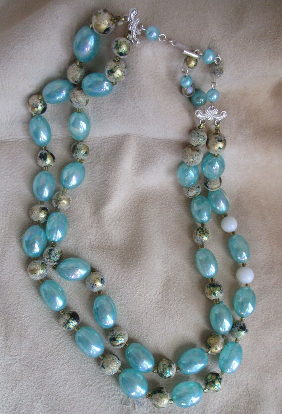 Unicorn Tears: Vintage Iridescent Double-strand n… - image 3