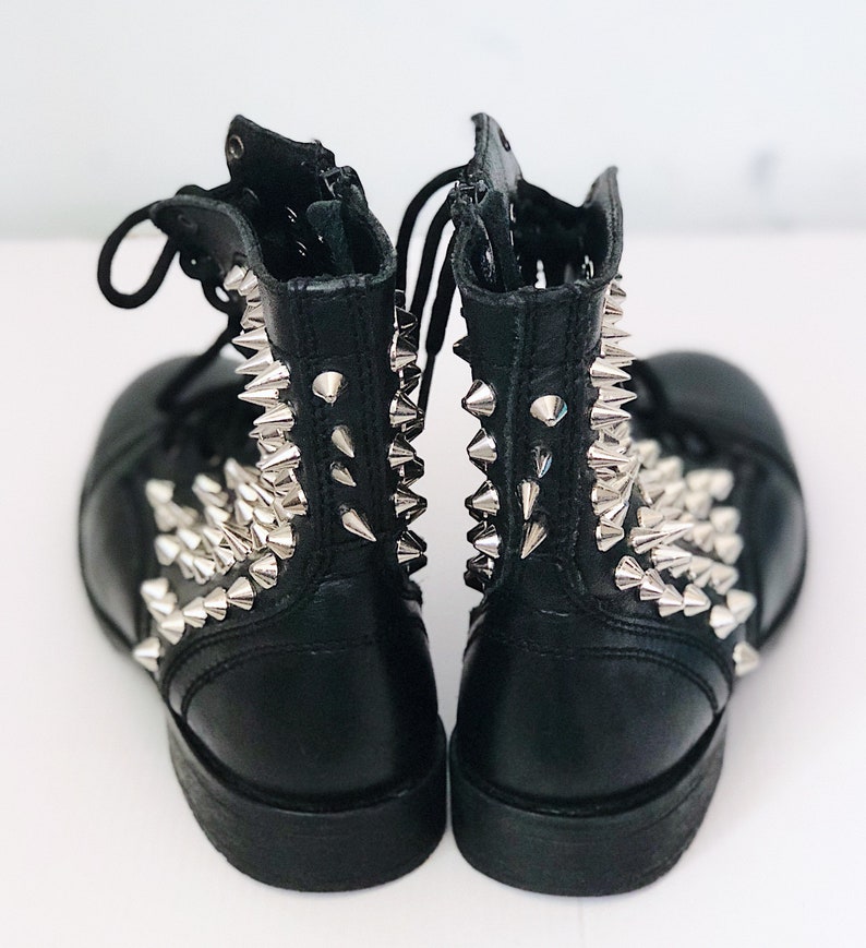 Kids studded leather combat boot