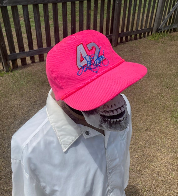 Vintage Pink Corduroy Kyle Petty Hat - image 9