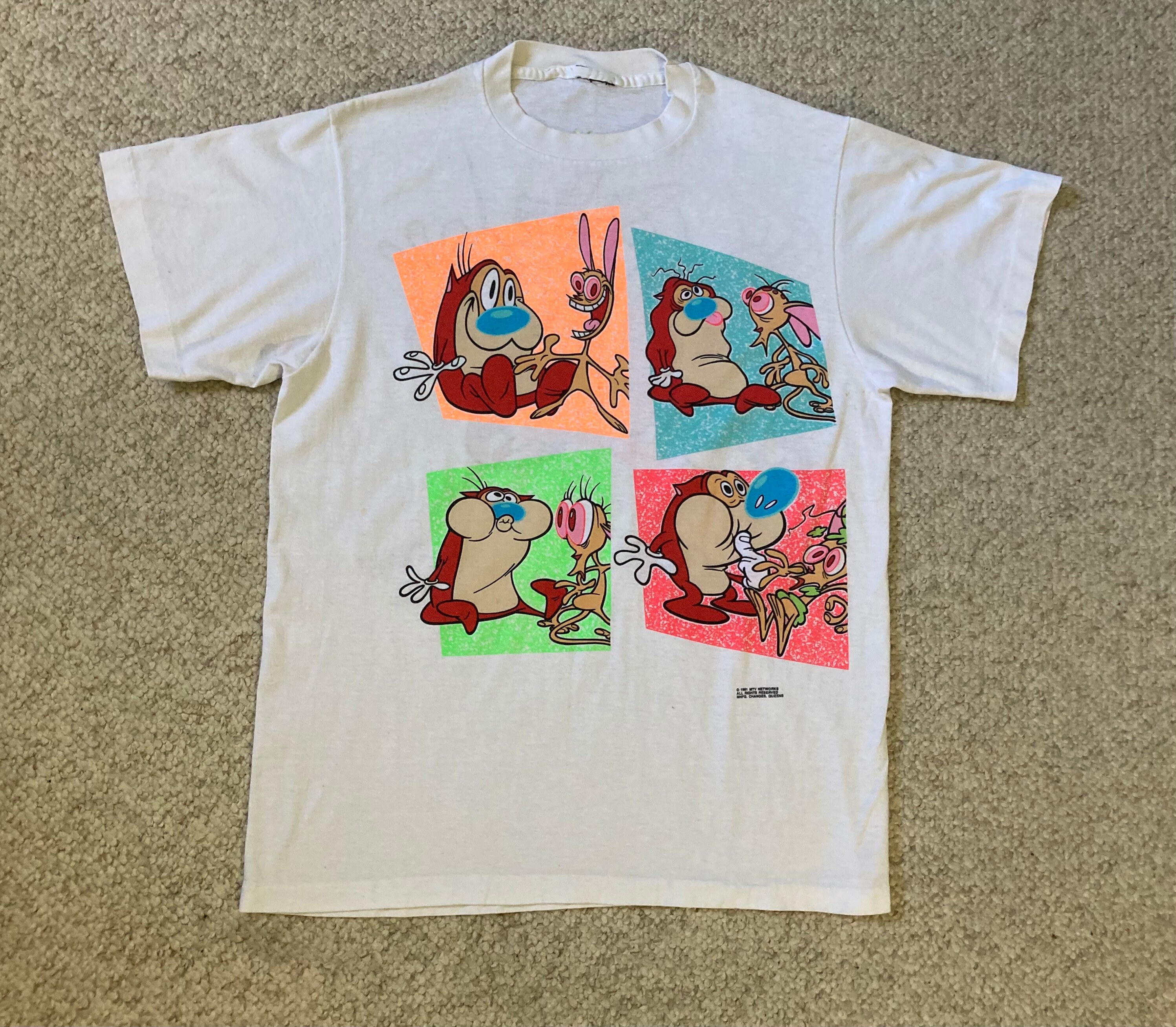T-shirt Ren Et Stimpy Vintage Taille Unique - Manches Courtes, Coton, Neuf Avec étiquettes, USA