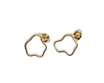 14k Solid Gold Puddle Stud Earrings