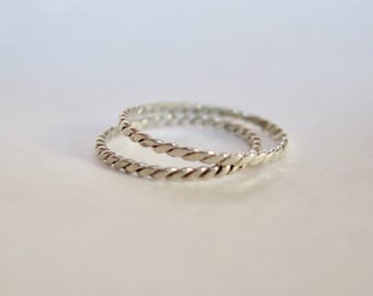 Braided Stackable Sterling Silver Ring