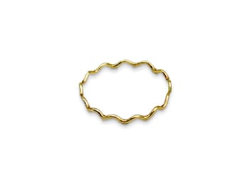 Wavey Stackable Ring Solid Gold 1mm thin