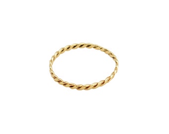 Solid 14K Gold Braid Ring: Minimalist Woven Gold Band