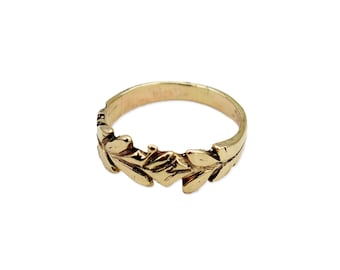 Festooned 10k Solid Gold Ring Handmade Hand-carved and Cast