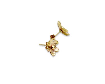 Daisy Earrings 10k Solid Gold with 24k gold studs and backs