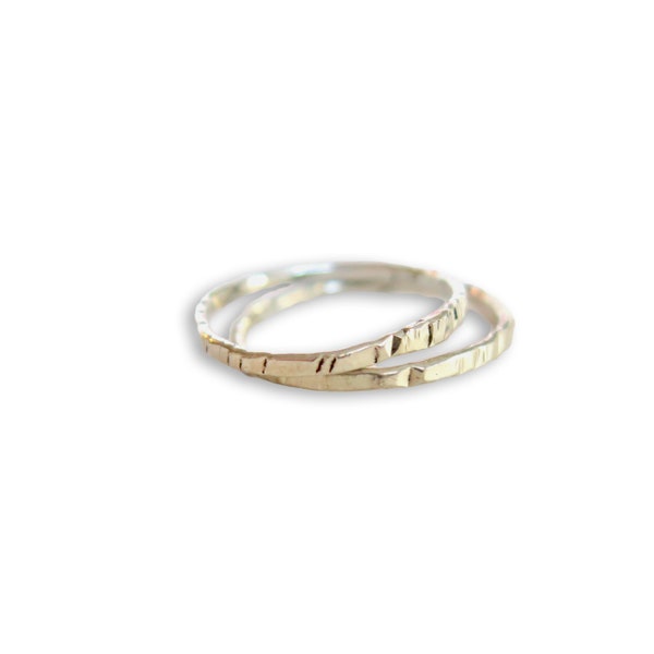 Sterling Silver Stackable Birch Bark Ring