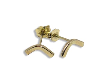 14k Solid Gold Angle Studs: Minimalist Hypoallergenic Earrings