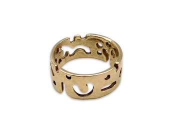 10k Solid Gold Microbiome Ring: Science Biology Statement Ring