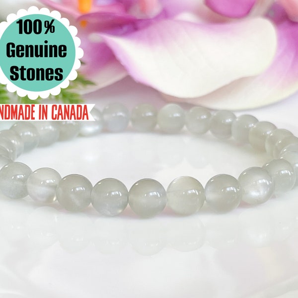 6mm Moonstone Bracelet, A-Grade Natural Gemstone Beaded Bracelet, Healing Crystals Mala for Calming and Emotional Balance