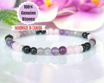 4mm Empath Protection Bracelet, Women's Protection Bracelet, Healing Crystals Gemstone Bracelet, Metaphysical Jewelry for Psychic Attack