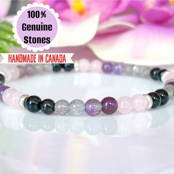 4mm Empath Protection Bracelet, Women's Protection Bracelet, Healing Crystals Gemstone Bracelet, Metaphysical Jewelry for Psychic Attack