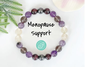 Menopause Support Bracelet, Healing Crystals Gemstone Beaded Bracelet, Hot Flushes Hormone Support, Perimenopause Relief