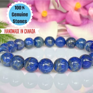 Lapis Lazuli Bracelet, Lapis Bracelets for Women, Throat Chakra Healing Crystals, Lapis Lazuli Bracelet Men, Blue Gemstone Mala Jewelry