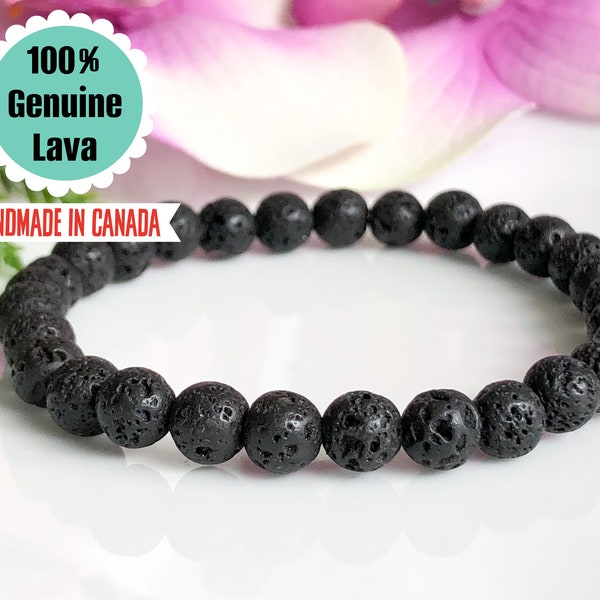 6mm Black Lava Stone Bracelet, Essential Oil Diffuser Bracelet, Aromatherapy Jewelry, Volcanic Rock Bracelet, Mala for Grounding & Calming