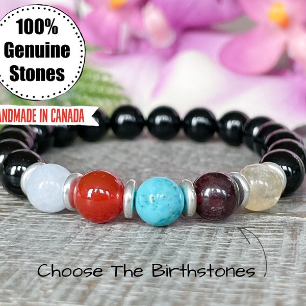 Custom Birthstone Bracelet, Personalized Family Gemstone Bracelet, Family Jewelry, Personalized Gift Ideas, Birthday Gift Ideas for Him/Her