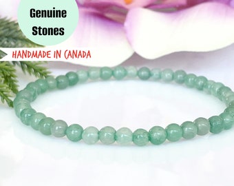 4mm Genuine Green Aventurine Gemstone Bracelet, Healing Crystals Beaded Bracelet, Aventurine Jewelry for Opening the Heart Chakra, Joy, Luck