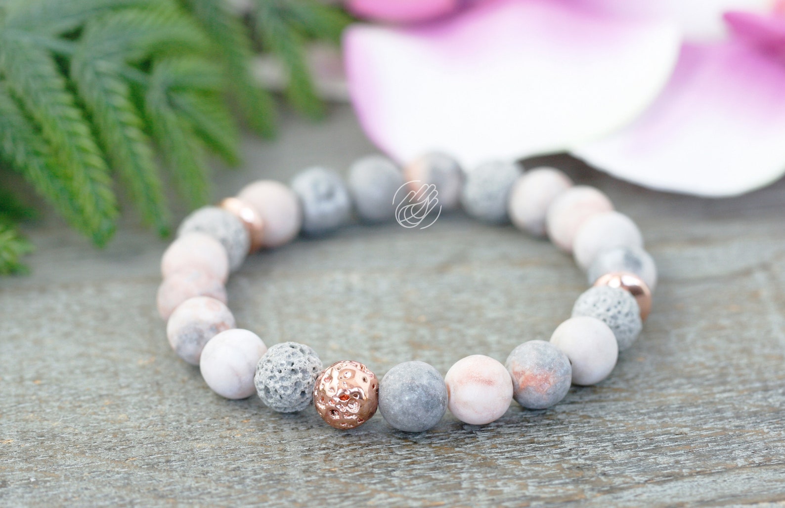Pink Zebra Jasper Bracelet Anxiety Relief Gemstone Bracelet Etsy Canada