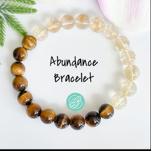 Abundance Bracelet, Citrine & Tigers Eye Crystal Bracelet, Beaded Gemstone Bracelet for Women, Healing Crystals for Luck, Wealth, Prosperity