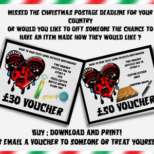 Christmas  gift voucher for a recycled skateboard commission