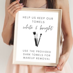 Makeup Towel Sign | Short Term Rental | Airbnb | Airbnb Printable | Airbnb Host Help