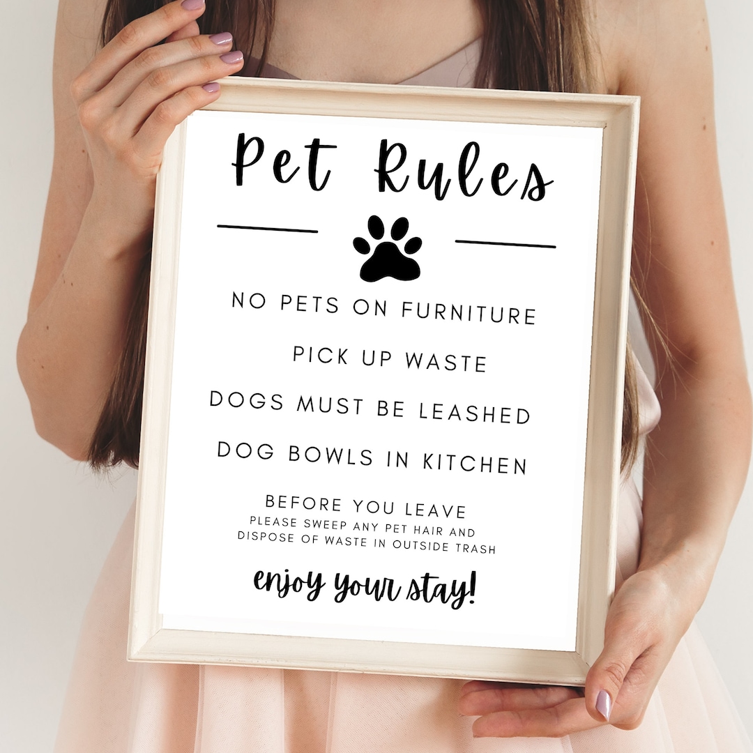 Airbnb Pet Rules Sign: Rental Guest Reminder (digital Download) - Etsy