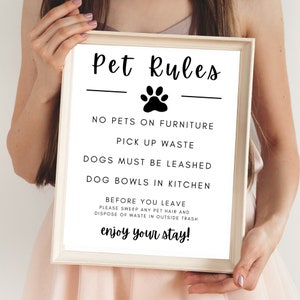 Airbnb Pet Rules Sign: Rental Guest Reminder (Digital Download)