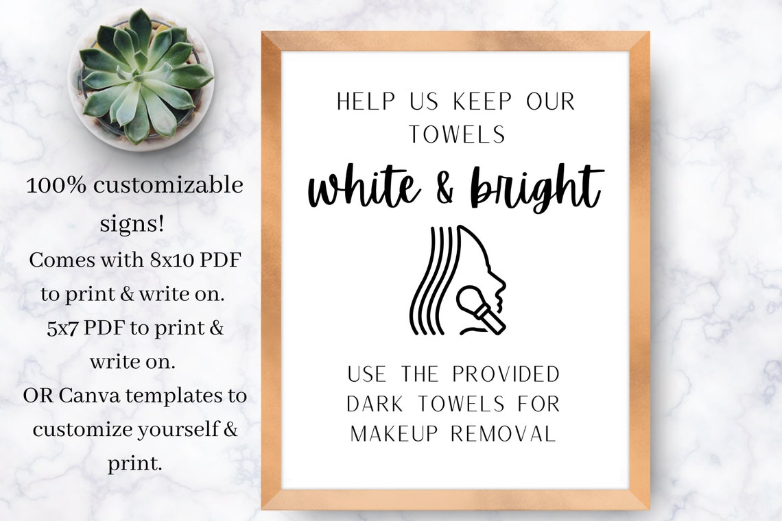 Airbnb Makeup Towel Sign Canva editable sign Airbnb Etsy