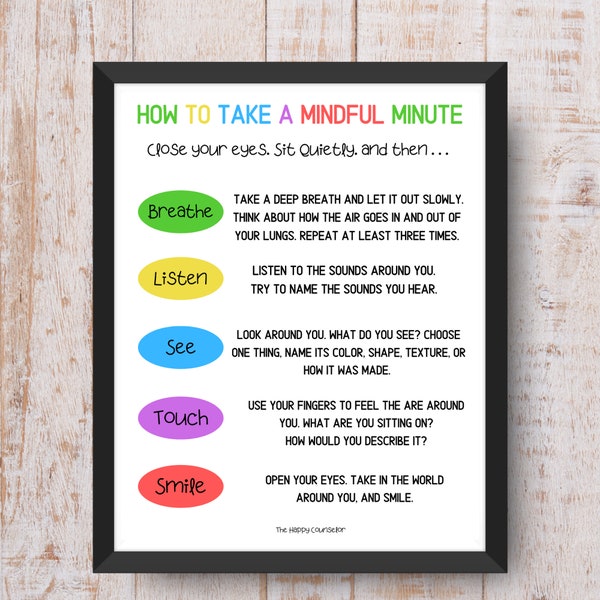 Take a Mindful Moment Sign - Classroom Back to School Counselor Office Poster